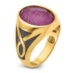 14k with Black Rhodium IBGoodman Men's Ruby Doublet Stone Complete Ring - Image 8