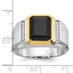 10k Two-tone IBGoodman Men's Polished and Satin Onyx Diamond Complete Ring - Image 2