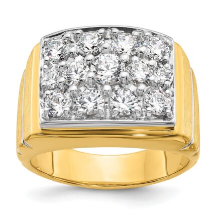 IBGoodman 14k with White Rhodium 1 7/8 carat Lab Grown Diamond VS/SI+ G+ Polished Satin and Grooved Men's Cluster Ring