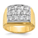 IBGoodman 14k with White Rhodium Polished Satin and Grooved Men's Cluster Ring Mounting