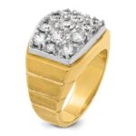 IBGoodman 14k Two-tone Men's Polished Satin and Grooved 3 Carat AA Quality Diamond Cluster Ring - Image 8