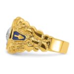 IBGoodman 10k Two-tone Men's Polished and Nugget Textured Blue Lodge Master Masonic Ring Mounting - Image 3