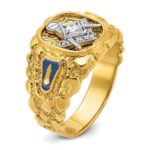 IBGoodman 10k Two-tone Men's Polished and Nugget Textured Blue Lodge Master Masonic Ring Mounting - Image 6