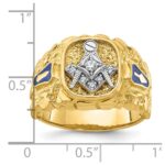 IBGoodman 14k Two-tone Men's Polished and Nugget Textured Diamond Blue Lodge Master Masonic Ring - Image 8