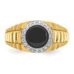 10k Two-tone IBGoodman Men's Onyx and Diamond Complete Ring - Image 6