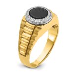 10k Two-tone IBGoodman Men's Onyx and Diamond Complete Ring - Image 8