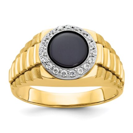14k Two-tone IBGoodman Men's Onyx and 1/5 carat Diamond Complete Ring