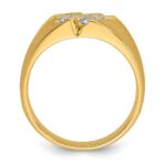 IBGoodman 14k Men's Polished Satin and Grooved 1/2 Carat AA Quality Diamond Ring - Image 2