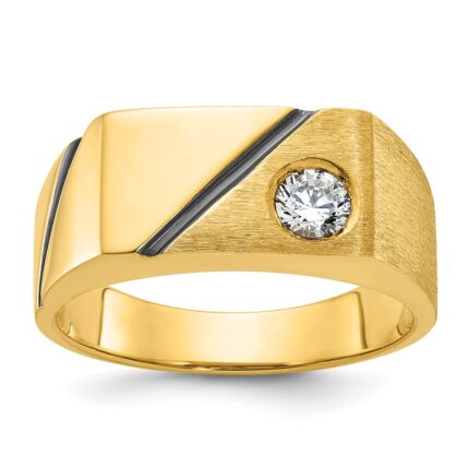 14k IBGoodman Men's Polished and Satin Diamond Signet Ring Mounting