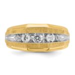 IBGoodman 14k with White Rhodium Men's Polished and Satin 5-Stone 1/2 Carat AA Quality Diamond Ring - Image 6
