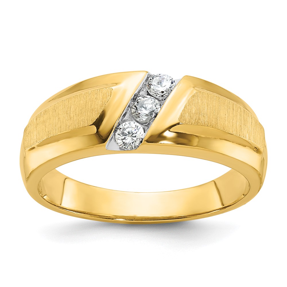 B56699-4YAA.jpg IBGoodman 14k Men's Polished and Satin 3-Stone Ring Mounting - Image 1
