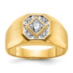 14k IBGoodman Men's Polished and Satin 1/6 carat Diamond Complete Ring