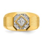 14k IBGoodman Men's Polished and Satin 1/6 carat Diamond Complete Ring - Image 4