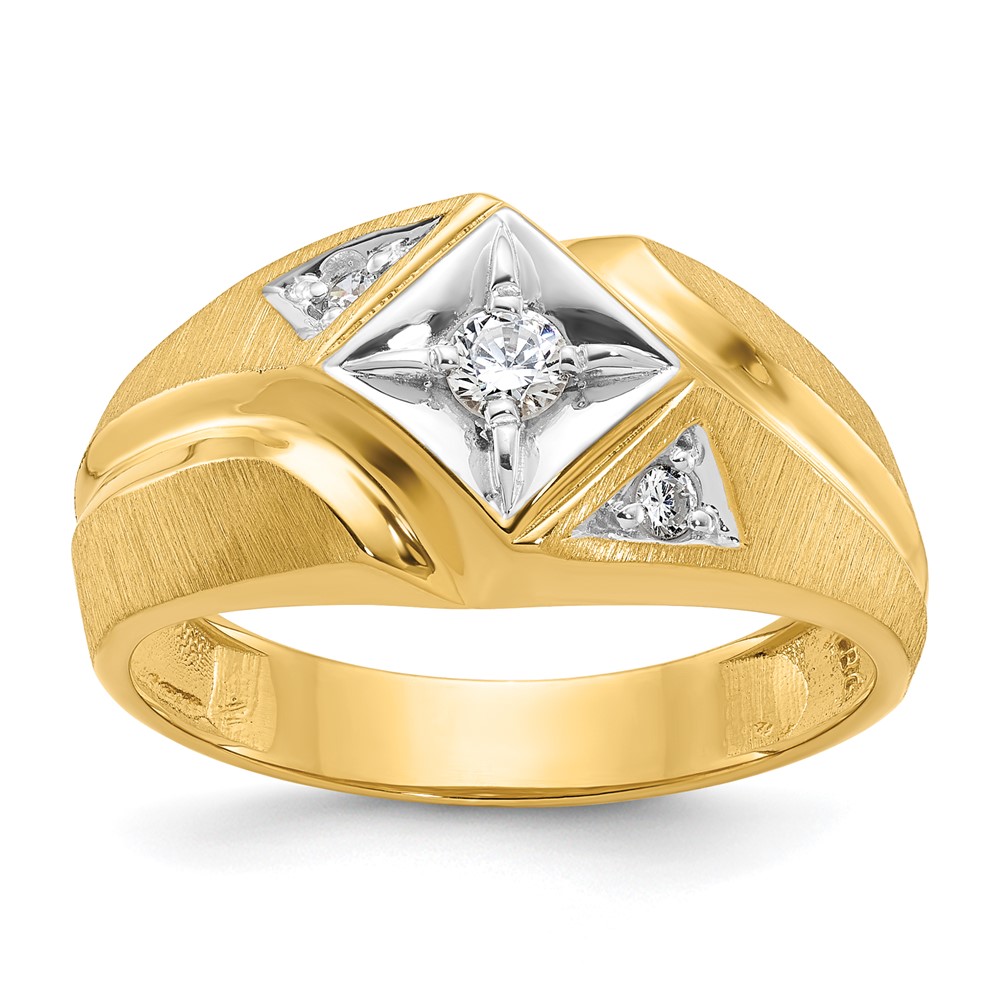 B56827-4YAA-1.jpg 14k with White Rhodium IBGoodman Men's Satin 1/5 carat Diamond Complete Ring - Image 1
