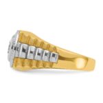 IBGoodman 14k Two Tone 1 carat Lab Grown Diamond VS/SI+ G+ Complete Polished Satin and Textured Men's Ring - Image 3