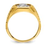 IBGoodman 10k Two-tone Men's Polished and Textured with Blue Enamel and Diamond Blue Lodge Master Masonic Ring - Image 2