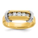 IBGoodman 14k Two-tone Men's Polished and Grooved 5-Stone Ring Mounting