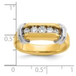 IBGoodman 14k Two-tone Men's Polished and Grooved 5-Stone 1/2 Carat AA Quality Diamond Ring - Image 3