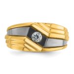IBGoodman 14k with Black Rhodium 1/6 carat Lab Grown Diamond VS/SI+ G+ Complete Polished and Grooved Men's Ring - Image 3