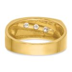IBGoodman 14k with White Rhodium Men's Polished and Grooved 3-Stone 1/3 Carat AA Quality Diamond Ring - Image 5