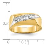 IBGoodman 14k with White Rhodium Men's Polished and Grooved 3-Stone 1/3 Carat AA Quality Diamond Ring - Image 2