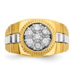 IBGoodman 14k Two-Tone 1/2 carat Lab Grown Diamond VS/SI+ G+ Complete Ribbed Men's Cluster Ring - Image 4