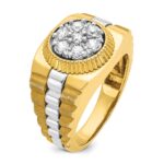 IBGoodman 14k Two-tone Men's Polished Satin and Textured 1/2 Carat AA Quality Diamond Cluster Ring - Image 8
