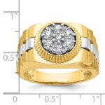 IBGoodman 14k Two-tone Men's Polished Satin and Textured 1/2 Carat AA Quality Diamond Cluster Ring - Image 3