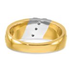 IBGoodman 14k Two-tone Men's Polished and Grooved 3-Stone 1/5 Carat AA Quality Diamond Ring - Image 7