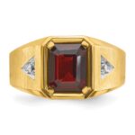 14k IBGoodman Men's Polished and Satin Garnet and 1/15 carat Diamond Complete Ring - Image 6