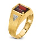14k IBGoodman Men's Polished and Satin Garnet and 1/15 carat Diamond Complete Ring - Image 8