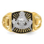 IBGoodman 14k Two-tone Men's Polished and Textured with Black Enamel Past Master Masonic Ring - Image 6