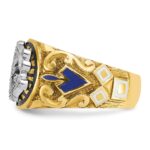 IBGoodman 14k Two-tone Men's Polished and Textured with Multi-color Enamel Blue Lodge Master Masonic Ring - Image 3
