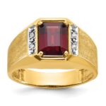 14k IBGoodman Men's Polished and Satin Gemstone and Diamond Ring Mounting
