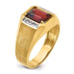 14k IBGoodman Men's Polished and Satin Created Ruby and 1/20 carat Diamond Complete Ring - Image 8