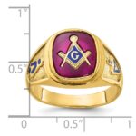 IBGoodman 10k Men's Polished and Textured with Blue Enamel and Lab Created Ruby Blue Lodge Master Masonic Ring - Image 3