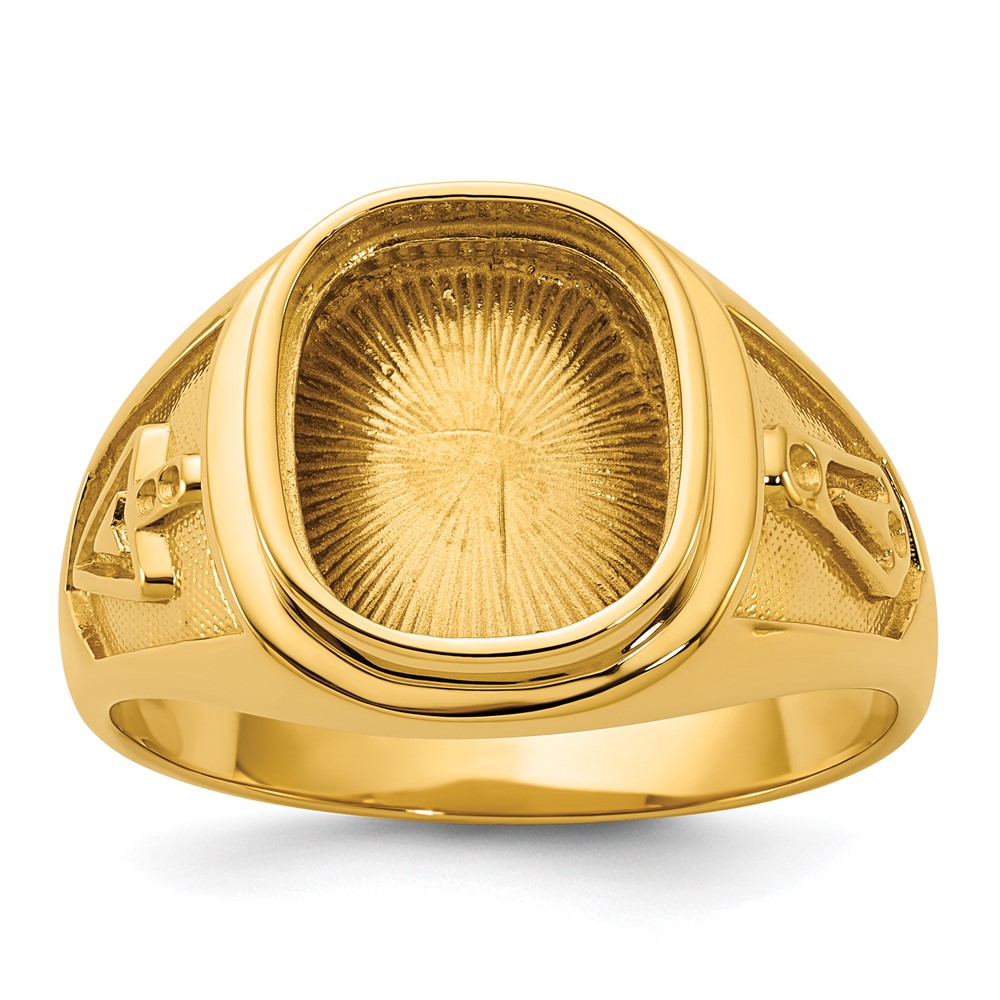 B57679-4Y.jpg IBGoodman 14k Men's Polished and Textured Blue Lodge Master Masonic Ring Mounting - Image 1