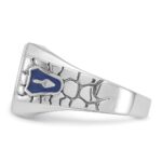 IBGoodman 14k White Gold Men's Polished and Textured with Blue Enamel and Lab Created Sapphire Blue Lodge Master Masonic Ring - Image 3