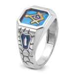 IBGoodman 14k White Gold Men's Polished and Textured Blue Lodge Master Masonic Ring Mounting - Image 6