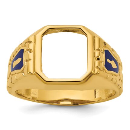 IBGoodman 10k Men's Polished and Textured Blue Lodge Master Masonic Ring Mounting