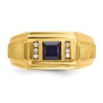 10k IBGoodman Men's Cr.Sapphire and Diamond Satin Complete Ring - Image 6