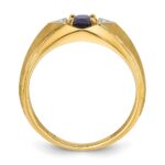 14k IBGoodman Men's Created Sapphire and Diamond Satin Complete Ring - Image 2