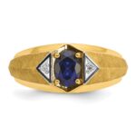 14k IBGoodman Men's Gemstone and Diamond Satin Ring Mounting - Image 6
