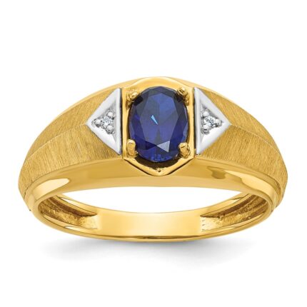 14k IBGoodman Men's Gemstone and Diamond Satin Ring Mounting