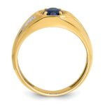 14k IBGoodman Men's Created Sapphire and Diamond Satin Complete Ring - Image 2