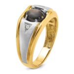 IBGoodman 10k Two-tone Men's Polished Satin and Grooved Black Star Sapphire and A Quality Diamond Ring - Image 7