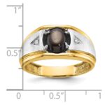 IBGoodman 10k Two-tone Men's Polished Satin and Grooved Black Star Sapphire and A Quality Diamond Ring - Image 3
