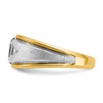 IBGoodman 14k Two-tone Men's Polished Satin and Grooved Lab Created Sapphire and AA Quality Diamond Ring - Image 5