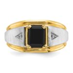 10k Two-tone IBGoodman Men's Satin Onyx and Diamond Complete Ring - Image 6