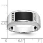 14k White Gold IBGoodman Men's Satin Onyx and 1/15 carat Diamond Complete Ring - Image 3